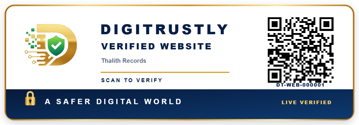 DigiTrustly Verified Website seal for Thalith Records, certificate DT-WEB-000001